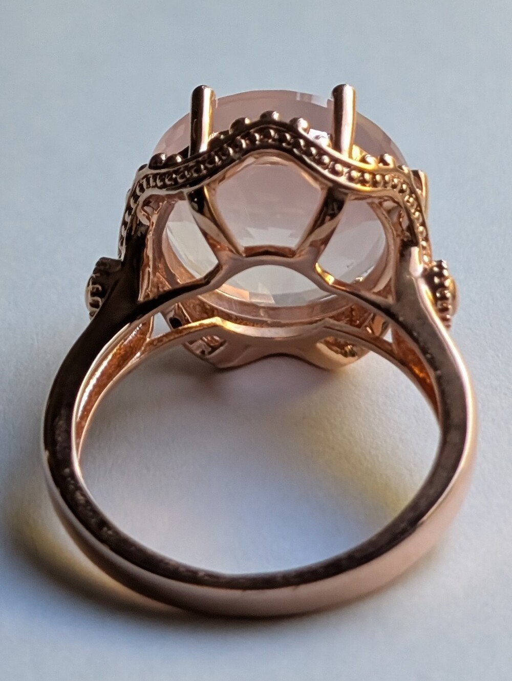 Rose Quartz In Copper Statement Ring - Picture 4 of 6